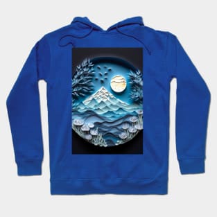 paper quill Carving of cool ethereal Mount Everest with only shades of blue ! Hoodie